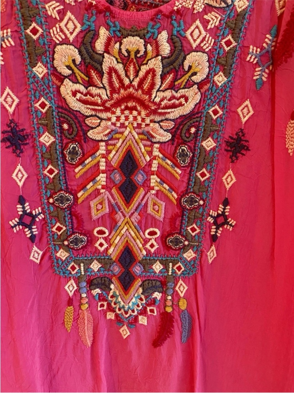 Johnny Was Paradise Pink Embroidered Boho Rangoon Blouse, NWT, L - Picture 5 of 16